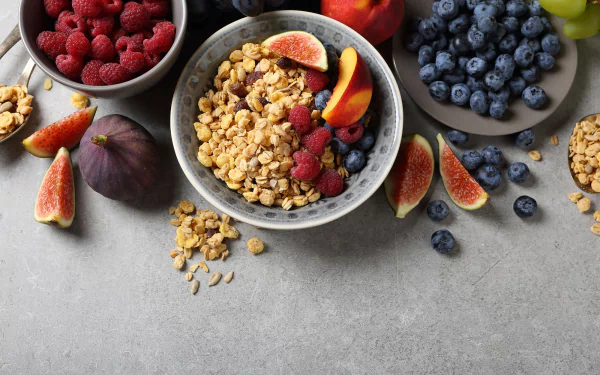 cereal blueberry raspberry fig berry fruit still life food breakfast HD Desktop Wallpaper | Background Image