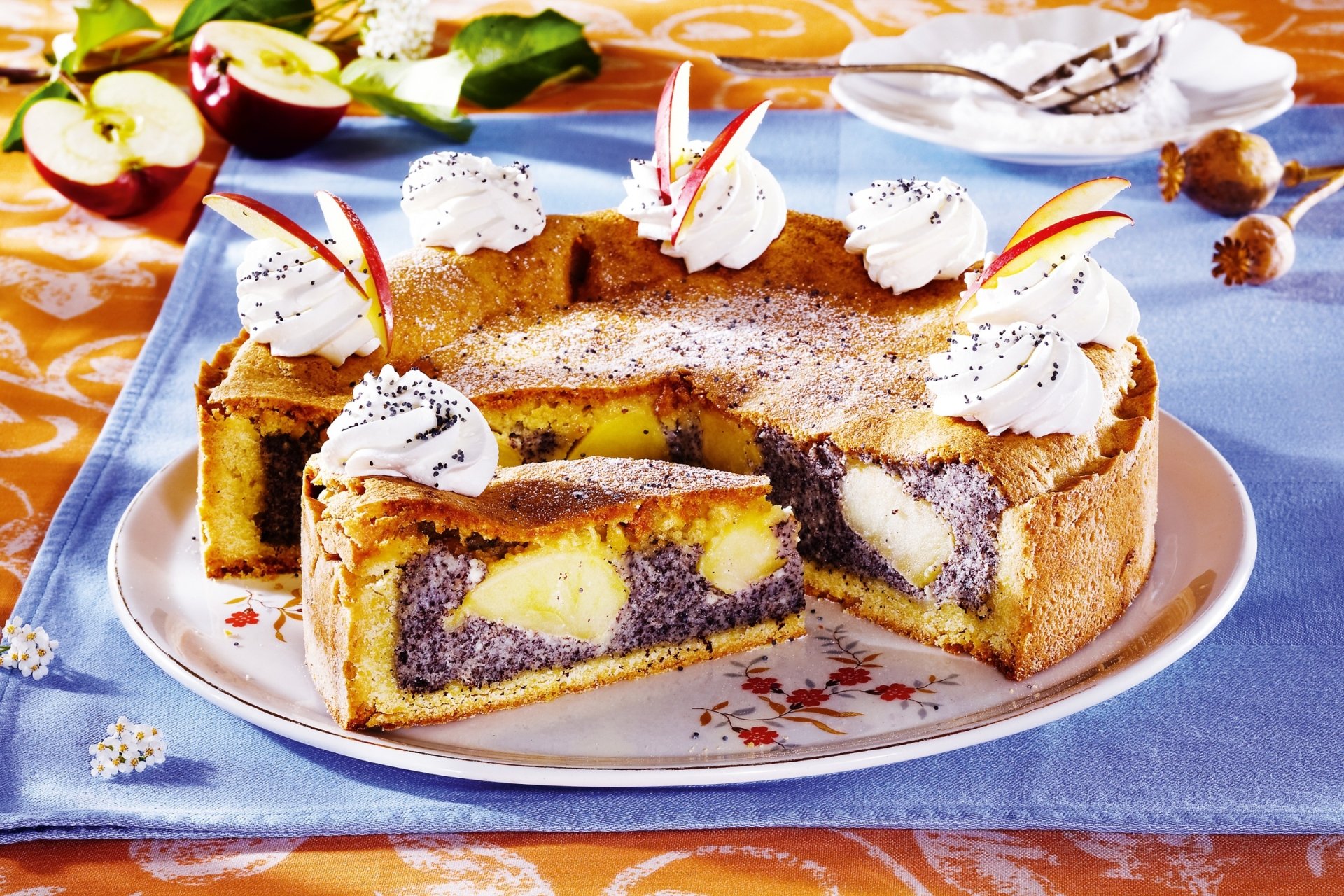Delicious Apple Poppy Seed Pastry Cake – HD Dessert Wallpaper Delight ...