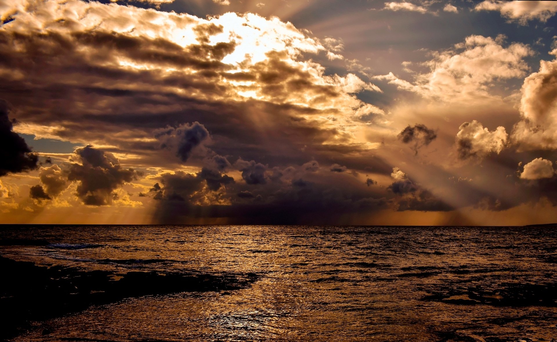 Download Horizon Sky Cloud Ocean Sunbeam Nature Sunset HD Wallpaper by ...