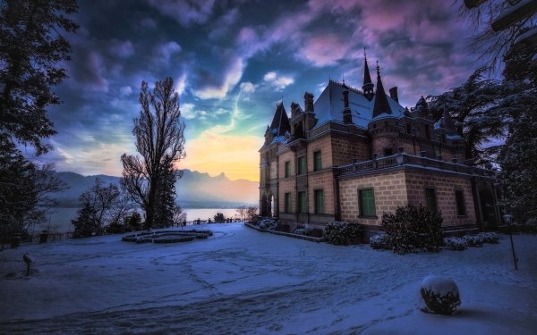 Man Made Hunegg Castle Castles Switzerland Castle Building Architecture Sky Sunset Cloud Dusk HD Wallpaper | Background Image