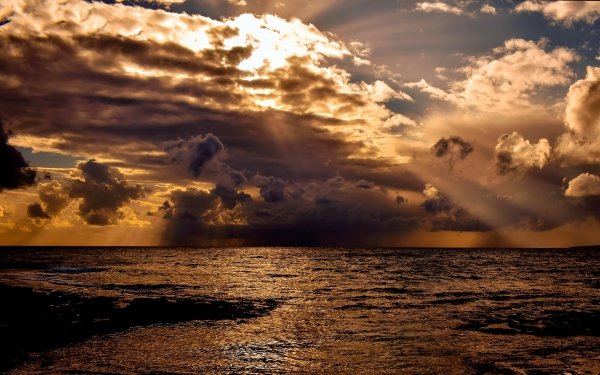 Earth Sunset Sunbeam Ocean Cloud Sky Horizon HD Wallpaper | Background Image