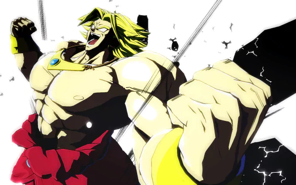 4K Ultra HD PC desktop wallpaper featuring Broly from Dragon Ball FighterZ, showcasing dynamic action and vibrant anime-style art.