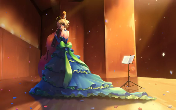 Sapphire Kawashima dress instrument short hair blonde green eyes Anime Sound! Euphonium HD Desktop Wallpaper | Background Image