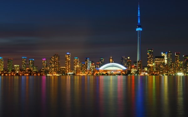 Man Made Toronto Cities Canada Night City Building Skyscraper HD Wallpaper | Background Image