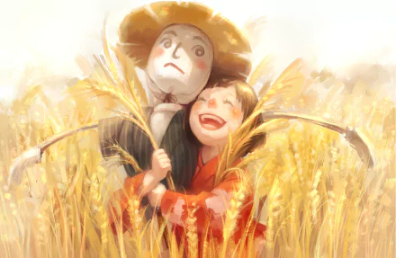 wheat scarecrow Anime Original HD Desktop Wallpaper | Background Image