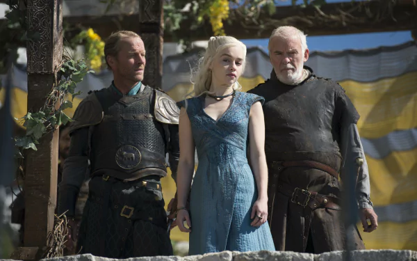 Ian McElhinney Emilia Clarke Iain Glen Barristan Selmy Daenerys Targaryen Jorah Mormont TV Show Game Of Thrones HD Desktop Wallpaper | Background Image