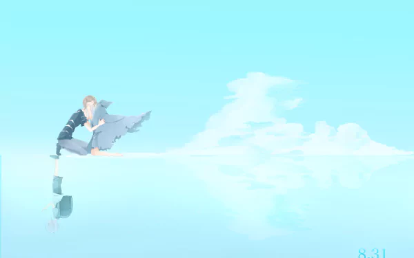 4K Ultra HD anime wallpaper featuring Last Order and Accelerator from A Certain Magical Index against a bright sky with reflective water below.