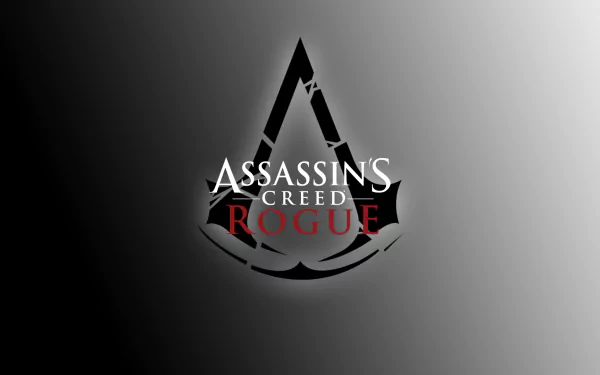 HD PC desktop wallpaper featuring the Assassin's Creed: Rogue video game logo with a black and gray gradient background.