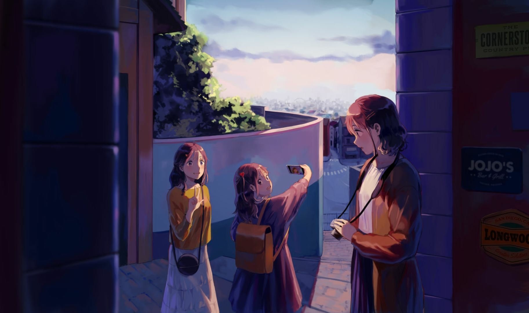 Download Town Cloud Sunset Sky Selfie Anime Original Anime Sunset Sky Anime Wallpaper by Taro-k