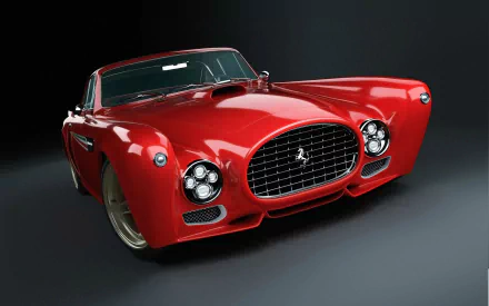 HD desktop wallpaper featuring a red Ferrari F-340 Competizione on a dark background.