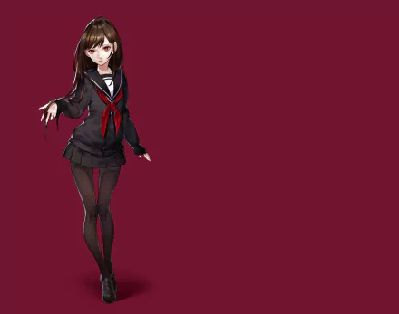 red eyes brown hair long hair Anime Original HD Desktop Wallpaper | Background Image