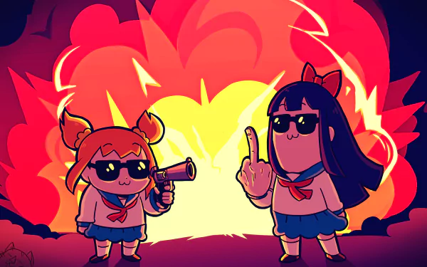 Popuko (Pop Team Epic) Pipimi (Pop Team Epic) Anime Pop Team Epic HD Desktop Wallpaper | Background Image