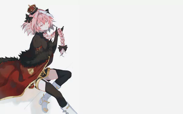 HD PC desktop wallpaper featuring Astolfo, Rider of Black from the anime Fate/Apocrypha, with vibrant colors and detailed character design.