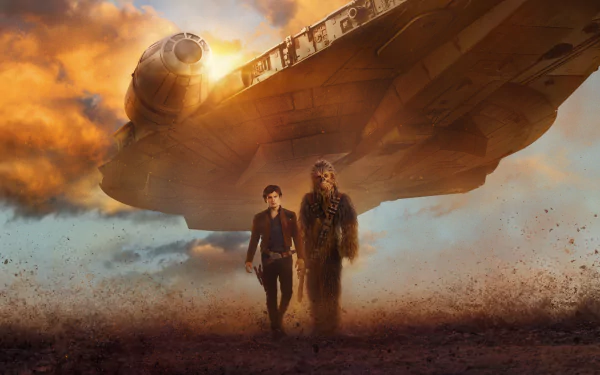 Millennium Falcon Chewbacca Han Solo Alden Ehrenreich movie Solo: A Star Wars Story HD Desktop Wallpaper | Background Image