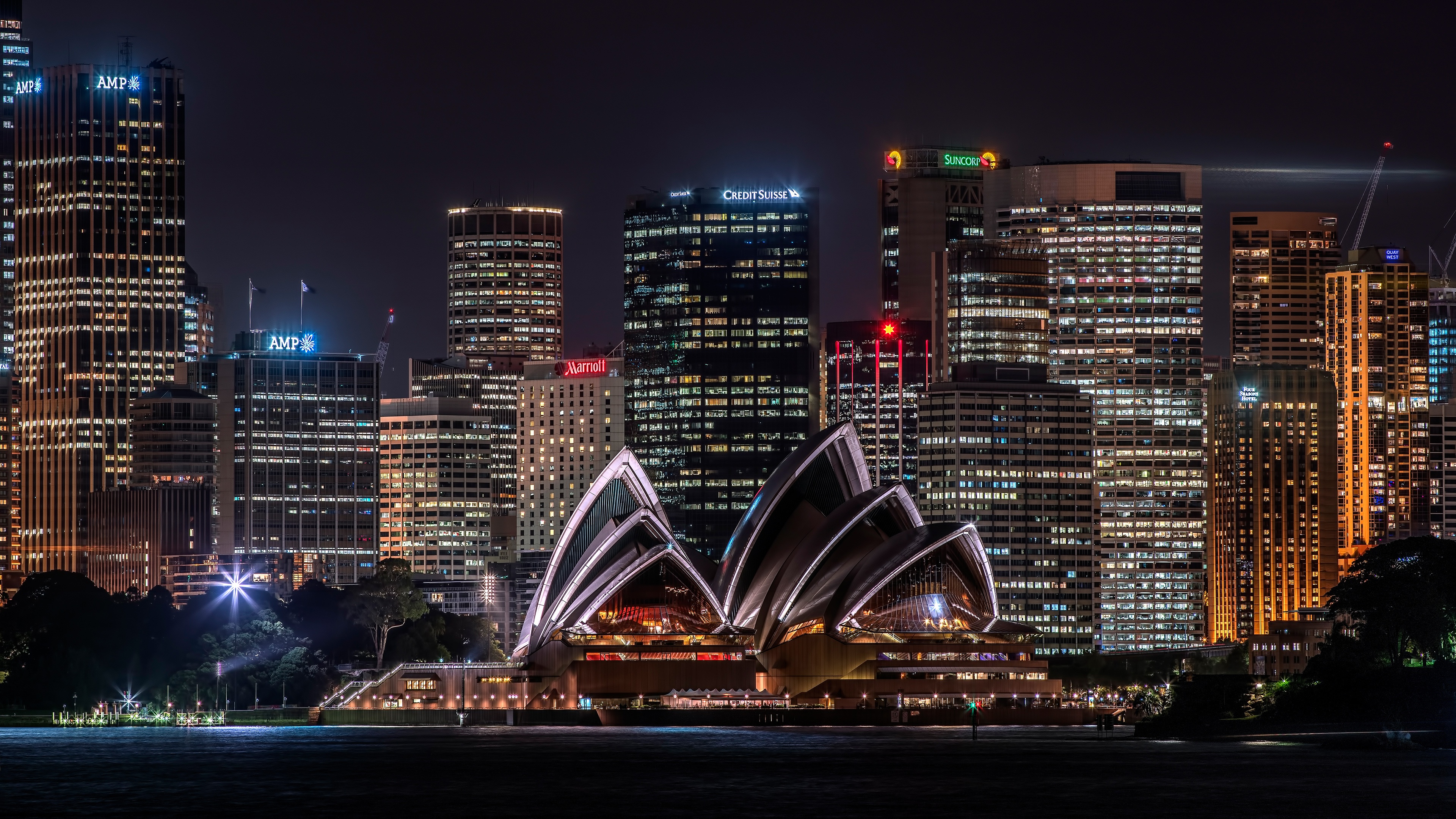 Download Sydney Opera House Skyscraper City Night Australia Building