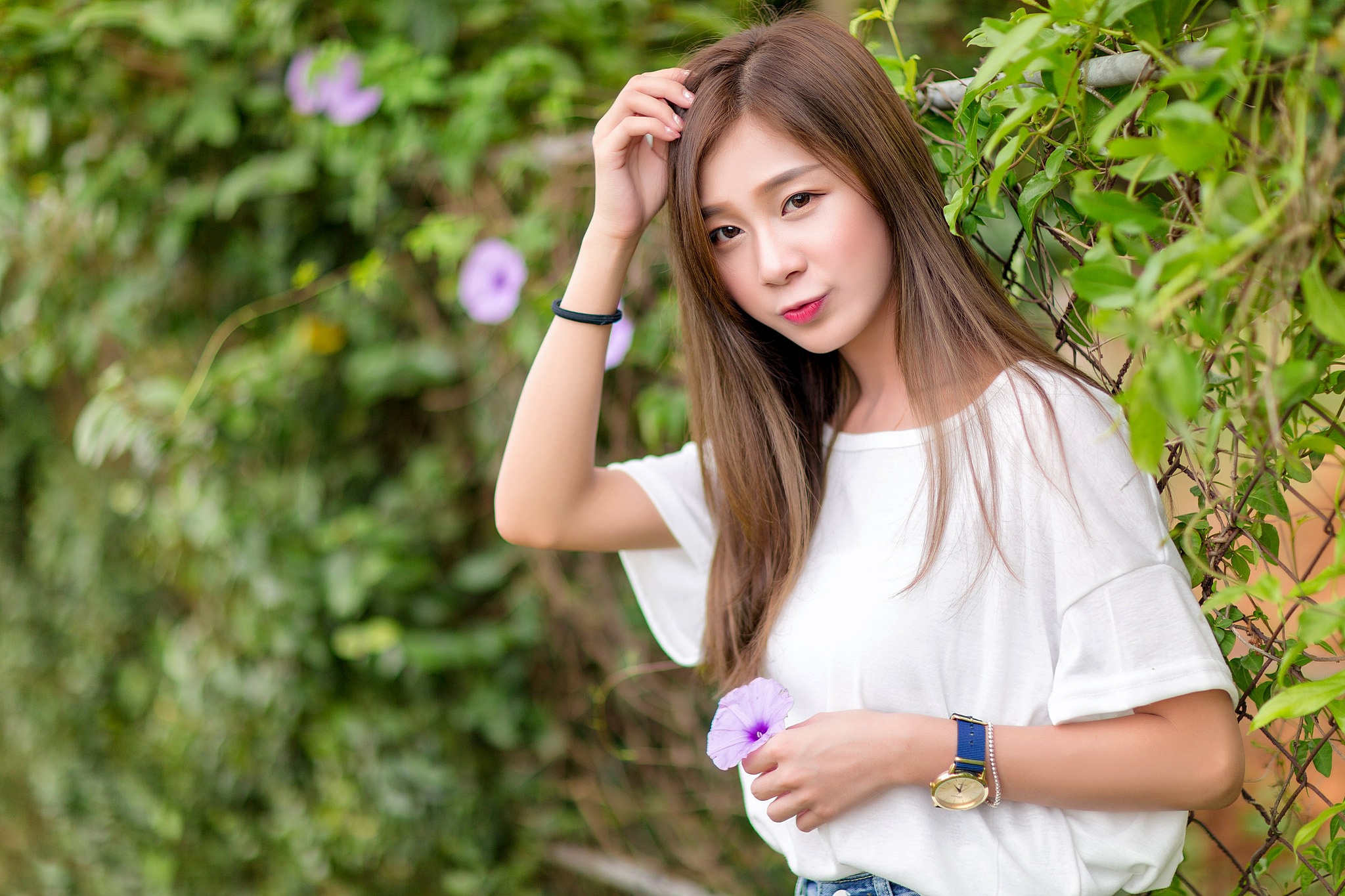 Download Depth Of Field Brown Eyes Long Hair Brunette Model Woman Asian ...