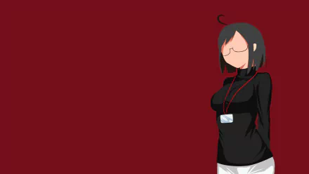 Minimalist HD desktop wallpaper featuring Lucy Yamagami from the anime Servant x Service, set against a deep red background.