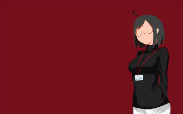 Minimalist HD desktop wallpaper featuring Lucy Yamagami from the anime Servant x Service, set against a deep red background.