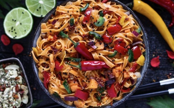 Food Pasta Still Life Pepper Meal HD Wallpaper | Background Image