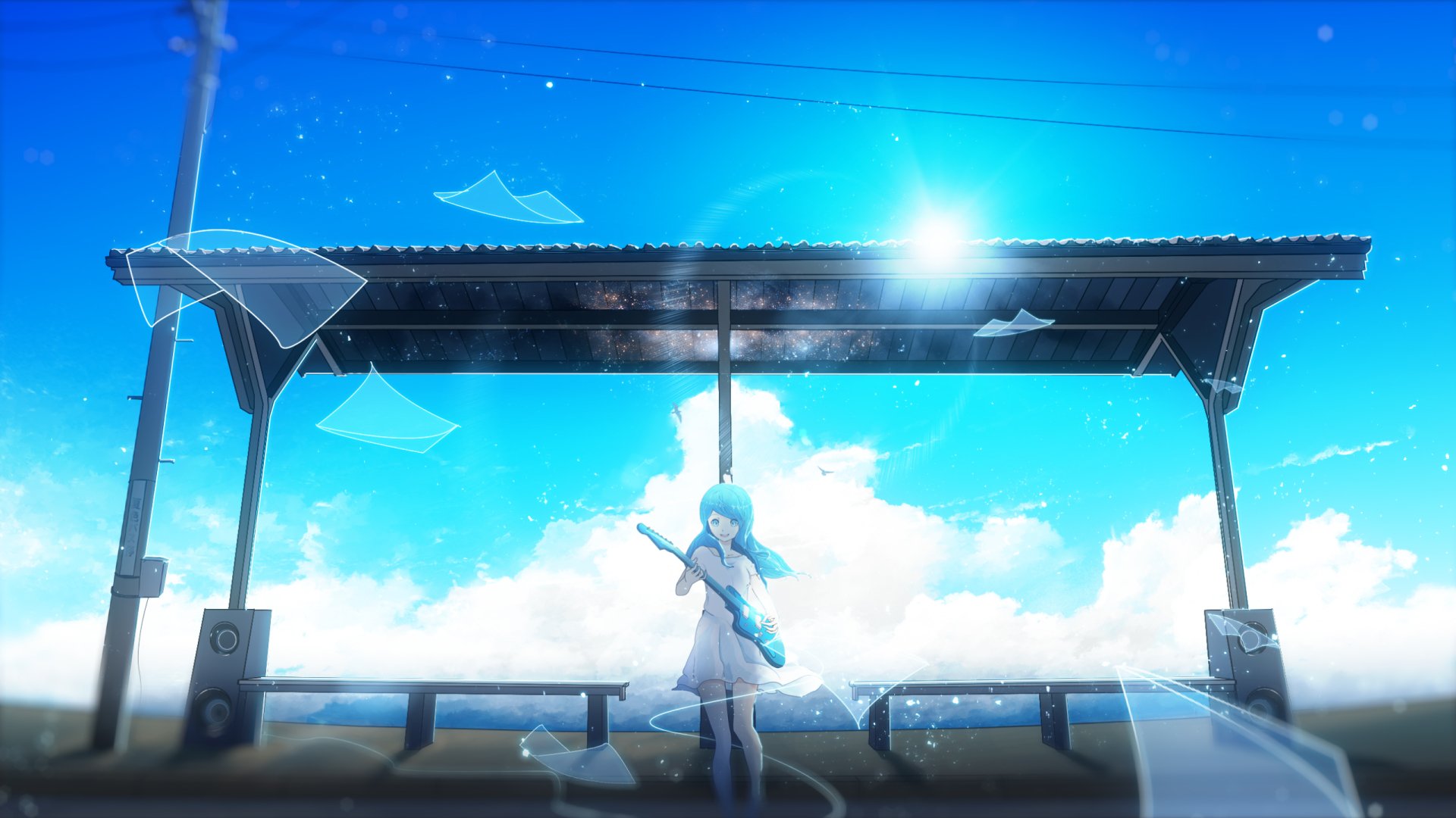 Download Sunshine Guitar Anime Original HD Wallpaper by Y_Y