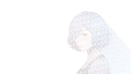4K Ultra HD anime wallpaper featuring Touka Kirishima from Tokyo Ghoul, rendered with delicate text art on a bright white background for a clean, minimalist look.