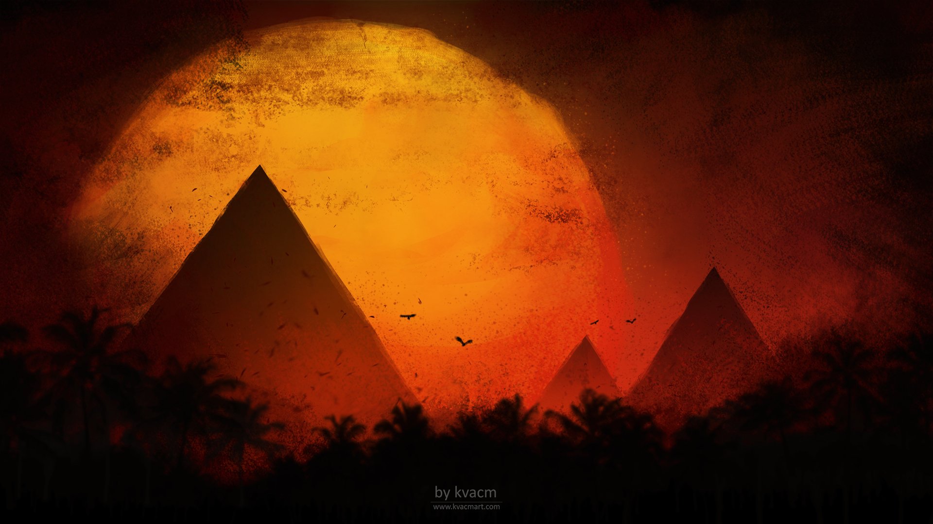 Download Pyramid Fantasy Landscape HD Wallpaper by Michal Kváč