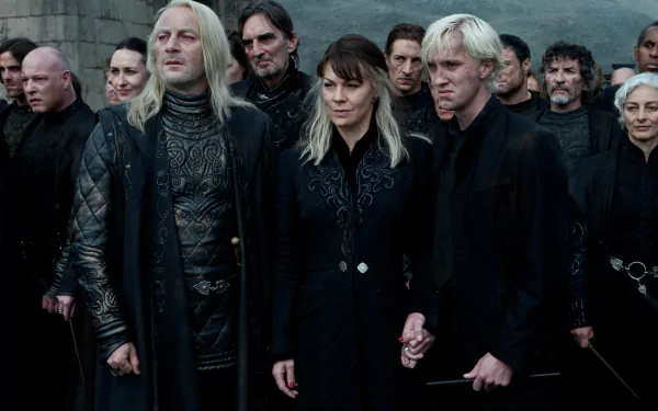 Helen McCrory Tom Felton Jason Isaacs Narcissa Malfoy Lucius Malfoy Draco Malfoy movie Harry Potter and the Deathly Hallows: Part 2 HD Desktop Wallpaper | Background Image