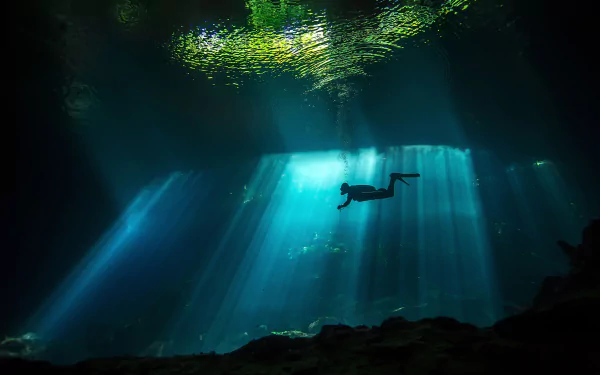 diver sunbeam underwater scuba diving Sports HD Desktop Wallpaper | Background Image