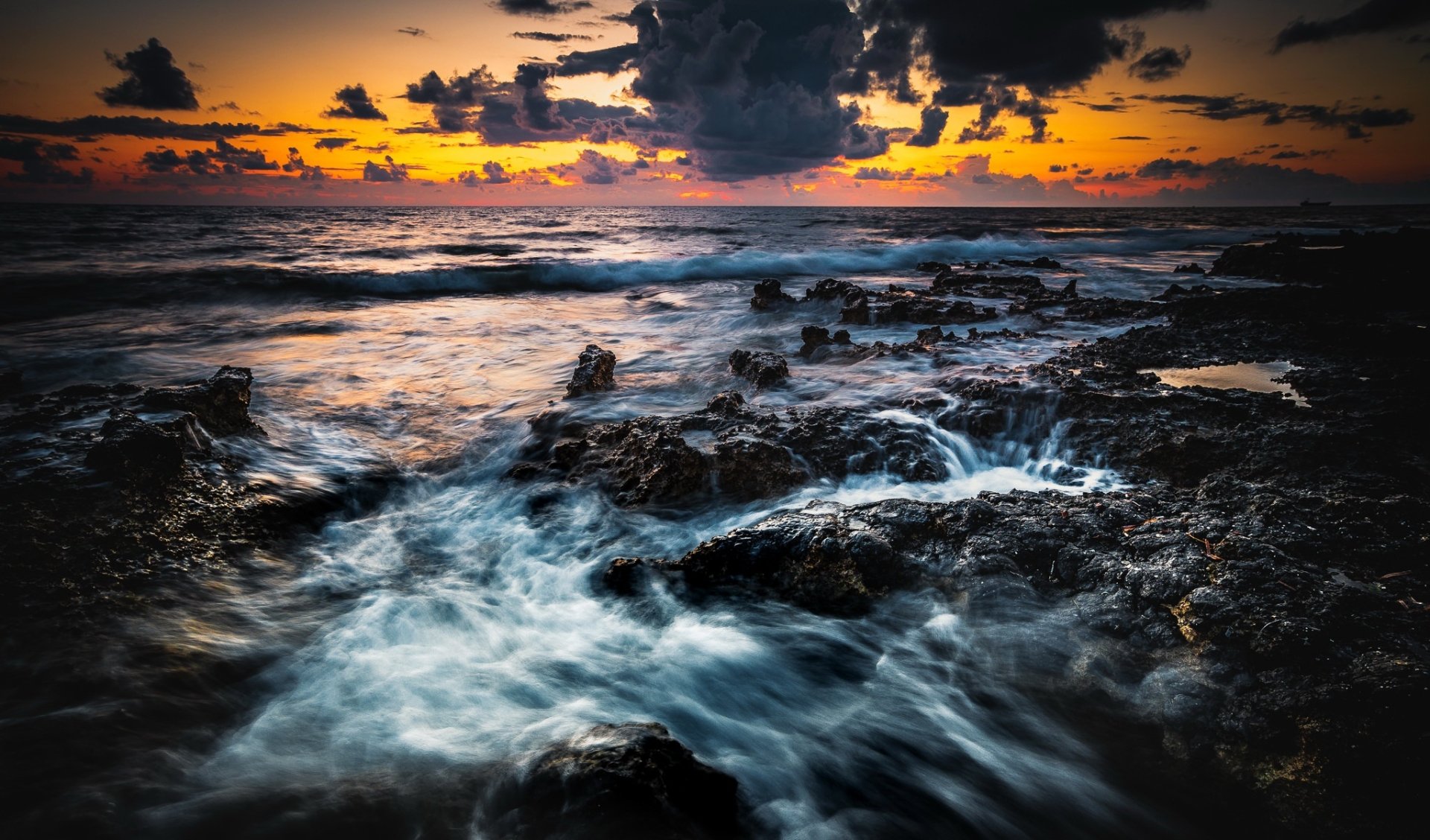 Download Cloud Sunset Horizon Nature Ocean HD Wallpaper