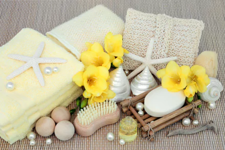 flower starfish candle soap shell still life man made spa HD Desktop Wallpaper | Background Image