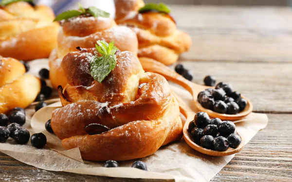 viennoiserie blueberry food still life HD Desktop Wallpaper | Background Image