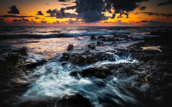Earth Ocean Nature Horizon Sunset Cloud HD Wallpaper | Background Image