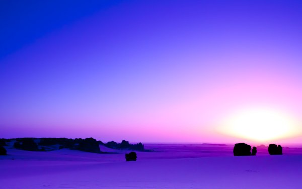 Nature Desert Tassili N'Ajjer Algeria Africa Sunrise Sand Dune Purple Sahara Horizon HD Wallpaper | Background Image