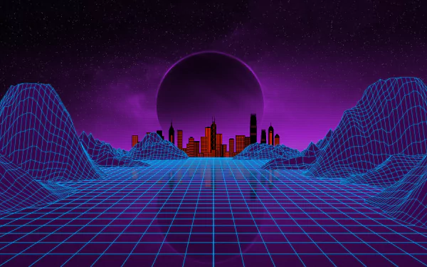 grid synthwave artistic retrowave HD Desktop Wallpaper | Background Image