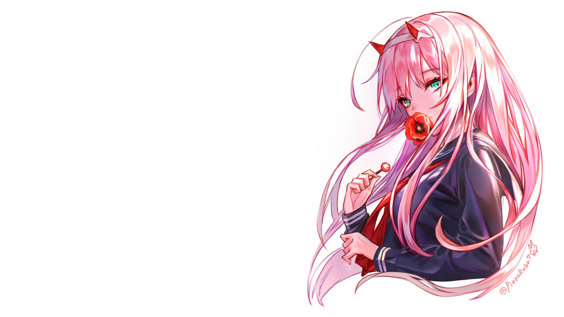 Download Aqua Eyes Pink Hair Long Hair Zero Two (Darling In The FranXX)  Anime Darling In The FranXX HD Wallpaper by Piero