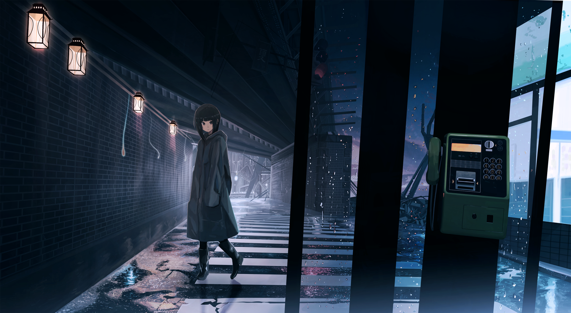 Download Rain Night Anime Original Anime Night HD Wallpaper by banishment