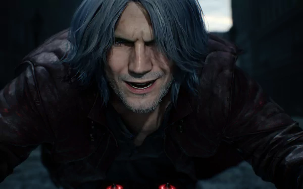 Dante from Devil May Cry 5 in a detailed 4K Ultra HD PC desktop wallpaper, capturing the intense character design from the video game.