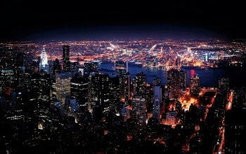 Desktop Wallpapers New York City USA Night Skyscrapers Houses Cities