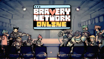 HD desktop wallpaper of Bravery Network Online featuring stylized characters in an arena setting.