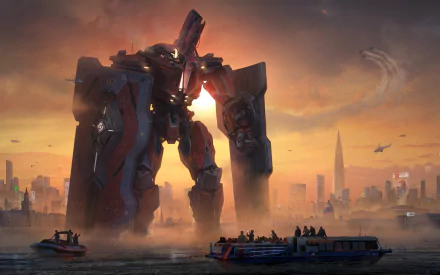 boat futuristic city Sci Fi robot sci fi city futuristic city HD Desktop Wallpaper | Background Image