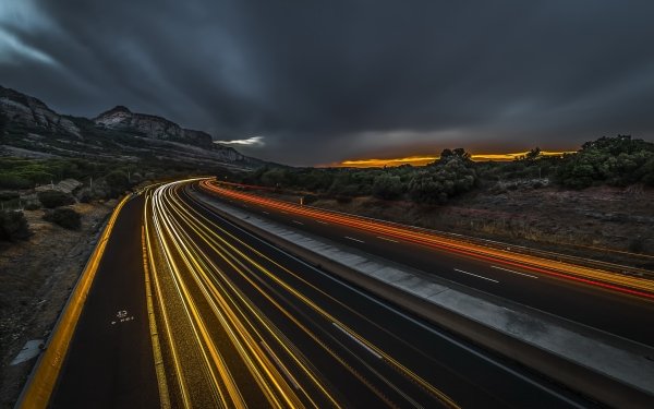 Photography Time-lapse Night Light Road Highway HD Wallpaper | Background Image