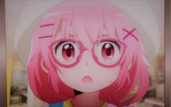 pink eyes pink hair glasses face Kaoruko Moeta Anime Comic Girls HD Desktop Wallpaper | Background Image