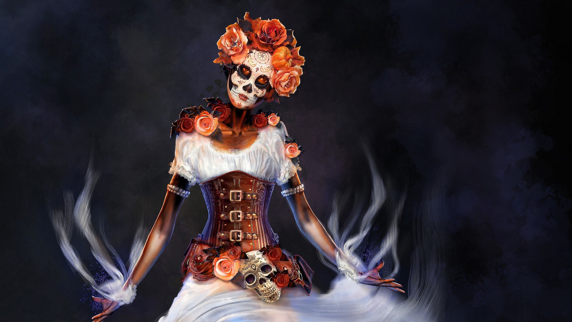 Steampunk Girl in "Day of the Dead" make-up by Iliya Klimov