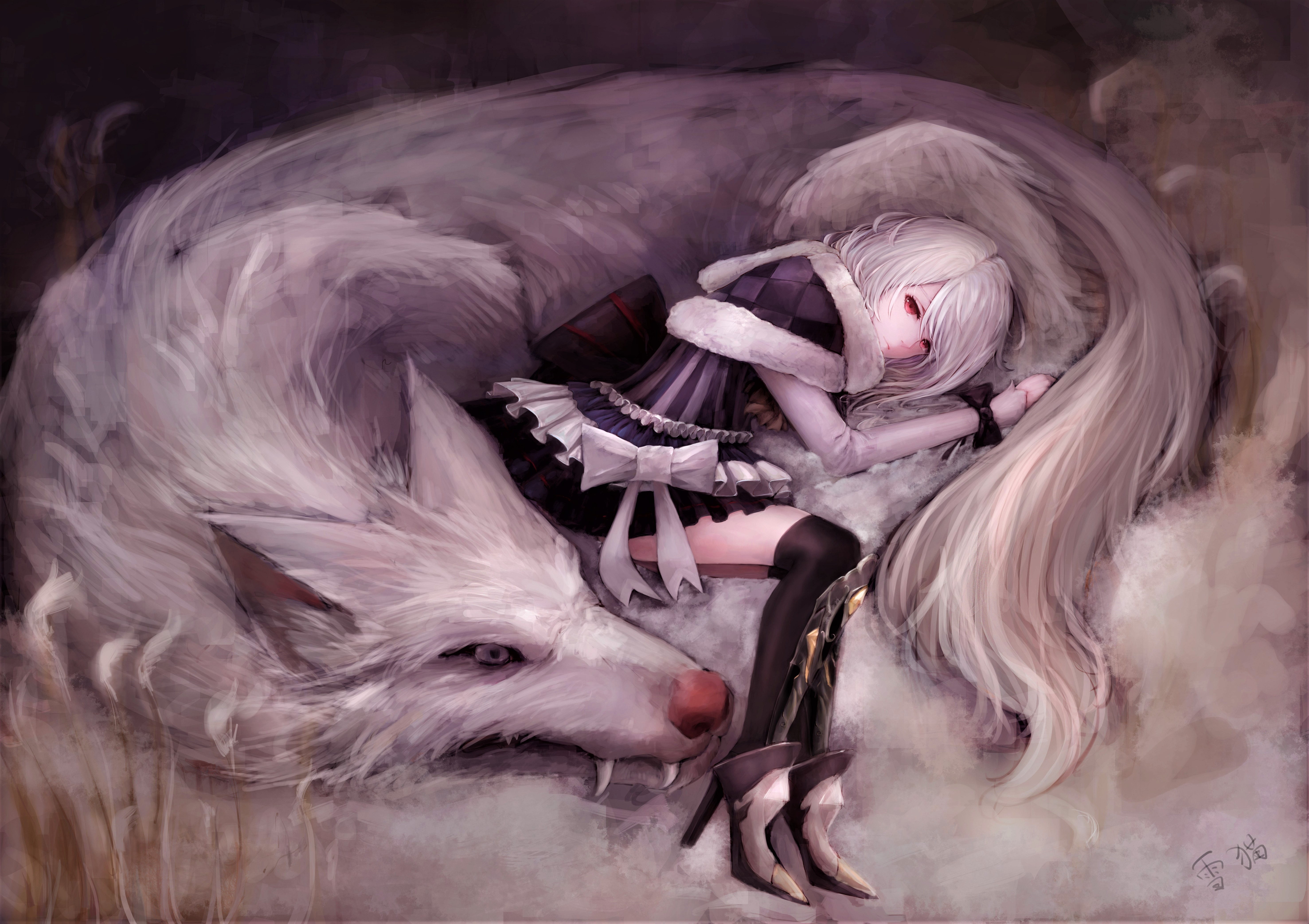 Anime Girl And Wolf Anime Girl And Wolf