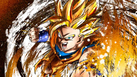 HD desktop wallpaper featuring Goku from Dragon Ball FighterZ, with vibrant colors showcasing his intense expression and powerful stance.