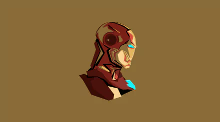 4K Ultra HD comic-style illustration of Tony Stark as Iron Man, featuring his iconic red and gold armored helmet on a plain brown background.