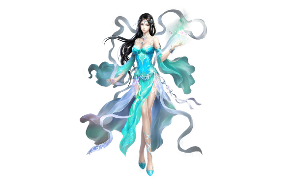 Video Game League Of Angels Fantasy Blue Dress Black Hair Long Hair Oriental HD Wallpaper | Background Image