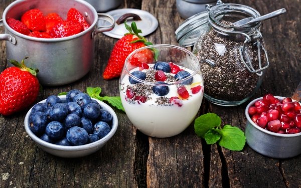 Food Yogurt Still Life Fruit Berry Blueberry Strawberry HD Wallpaper | Background Image