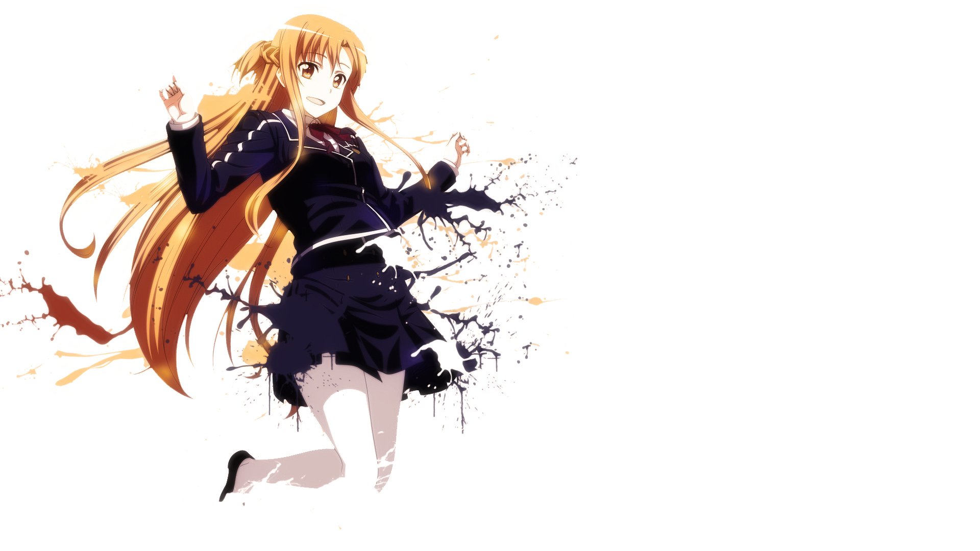 Download Smile Orange Eyes Orange Hair Long Hair Splash Asuna Yuuki Anime  Sword Art Online HD Wallpaper by nisa-niisan