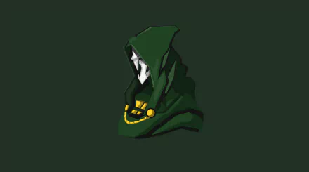 4K Ultra HD PC desktop wallpaper featuring a minimalist comic-style portrait of Doctor Doom in a green hood and cloak.